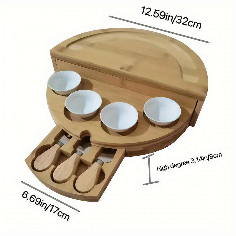 Brodark Bamboo Cheese Board With Integrated Slide Drawer