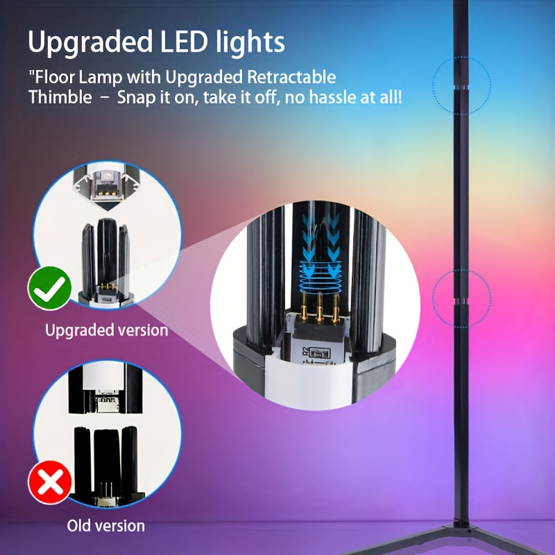 Corner Floor Lamp With RGB LED Remote App Music Sync