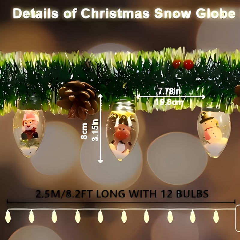 WAIPFARU LED Christmas Garland With Snow Globe Lights
