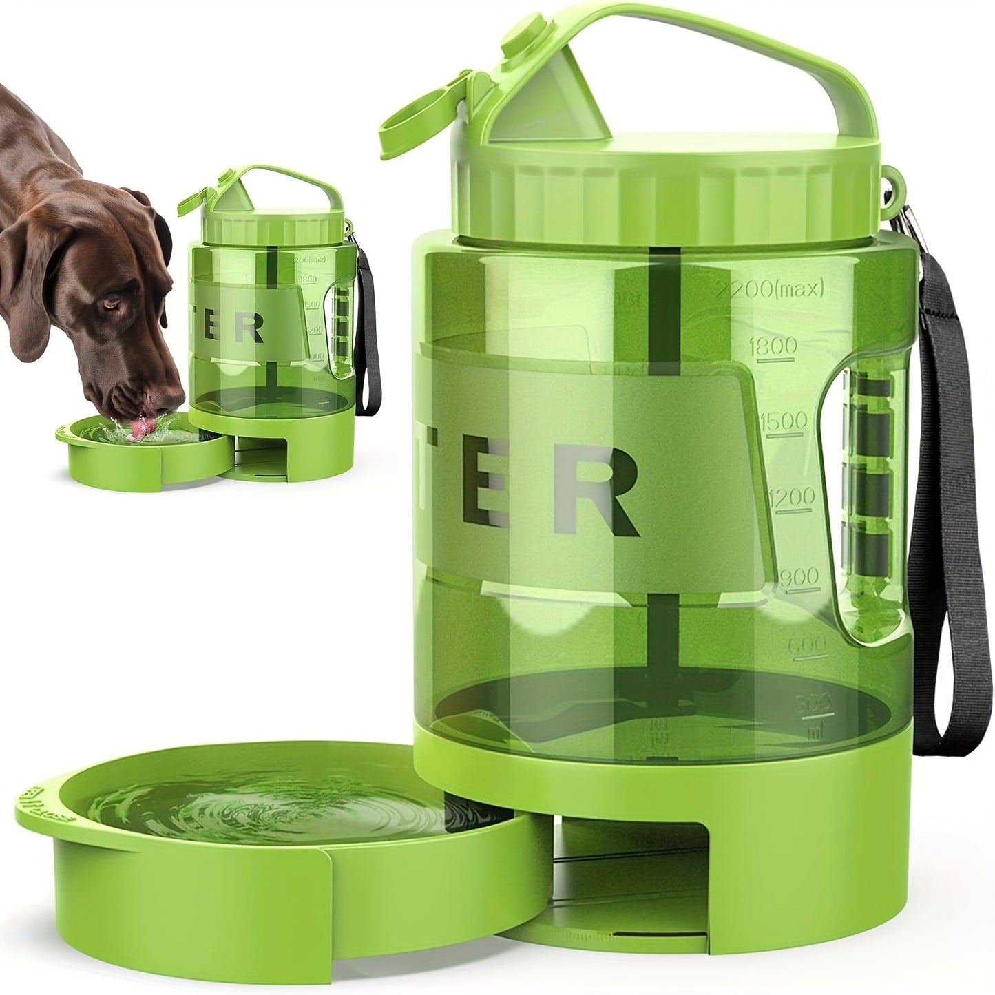 Lesotc Dog Travel Water Bottle With Portable Bowl Dispenser