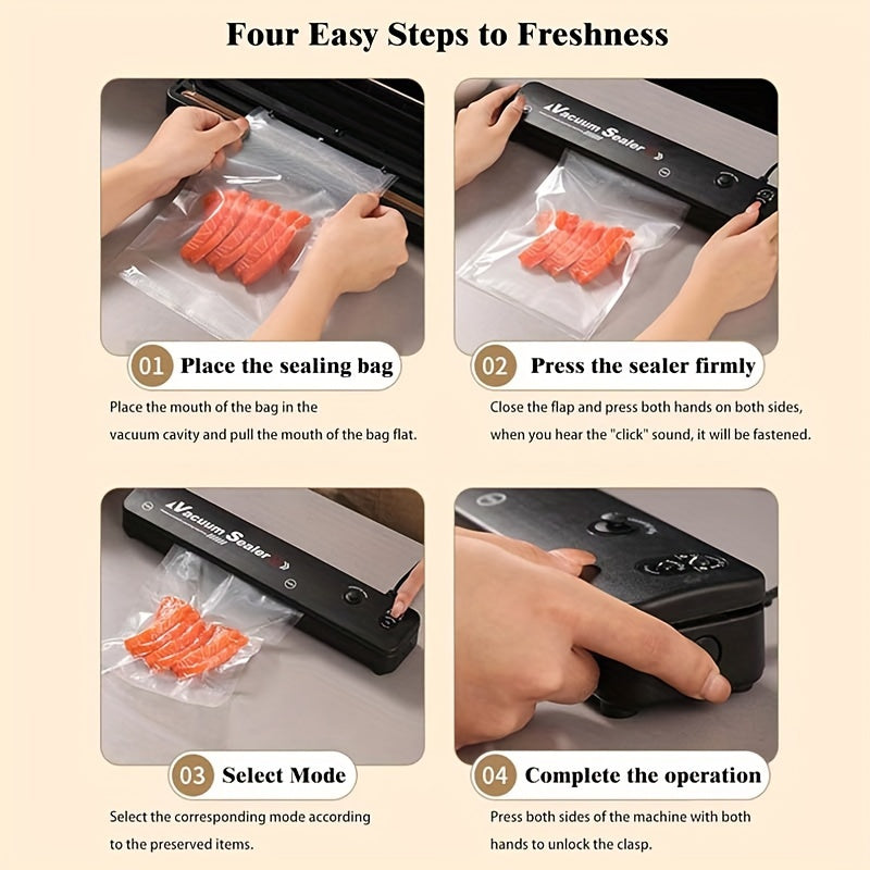 [Vacuum Sealing Machine] 50 Pcs Vacuum Sealing Machine And Food Storage Bag Sealing Machine, 1+ Mini Food Packaging Storage Heat Sealing Machine, 2 Modes, With 50 Food Storage Bags, Suitable For Home Kitchen, Commercial Use, - Revitalize Mind Body