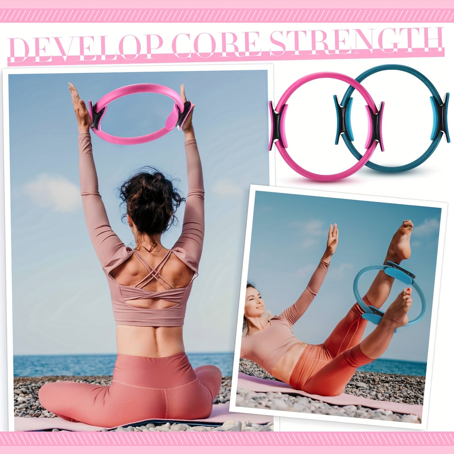 Pilates Ring And Ball Set With Resistance Bands And Strap - Revitalize Mind Body