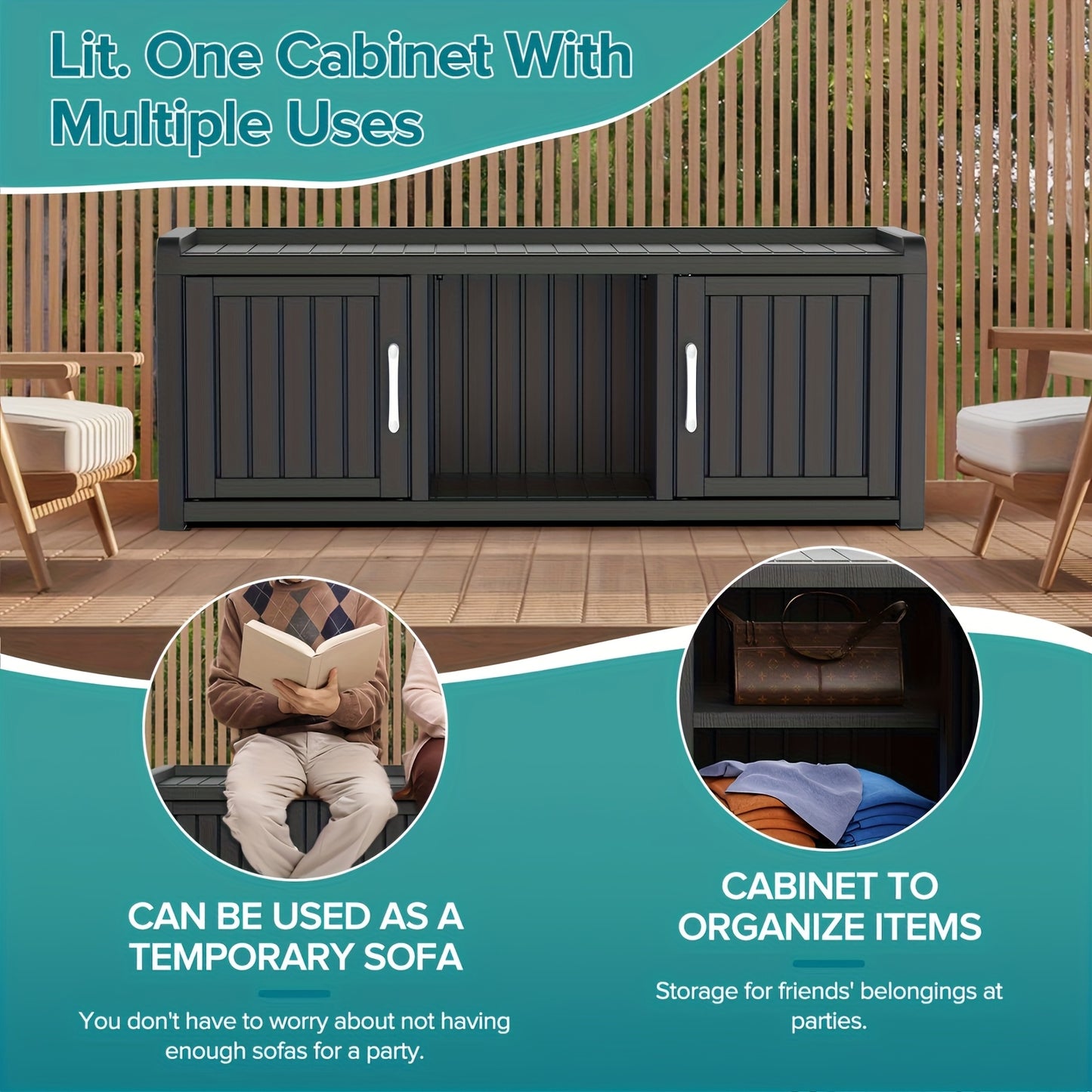 EASYUP Industrial Rustic 3 Door Entryway Shoe Bench