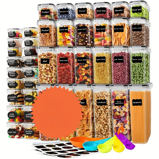 84-Pack Airtight Food Storage Containers Set - BPA-Free, Leak-Proof, Stackable, and Space-Saving Kitchen Organizers with 42 Lids and 42 Boxes, Includes Spoon, Labels, and Pen for Easy Meal Prep and Pantry Organization - Revitalize Mind Body