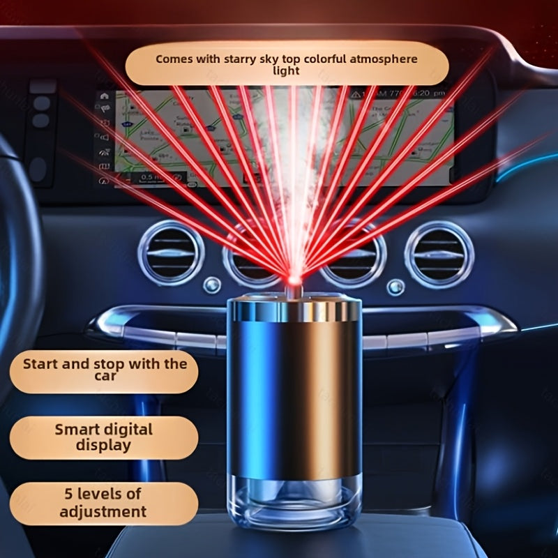2025 New Car Automatic Aromatherapy Machine, with 5-color LED Light, Car Deodorization and Sterilization, Car Aroma Deodorizing Spray Air Freshener One Machine Three Bottles of Essential Oils - Revitalize Mind Body