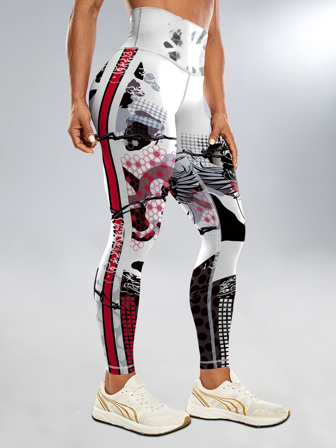 Halloween Skeleton Print High Waist Yoga Leggings For Women