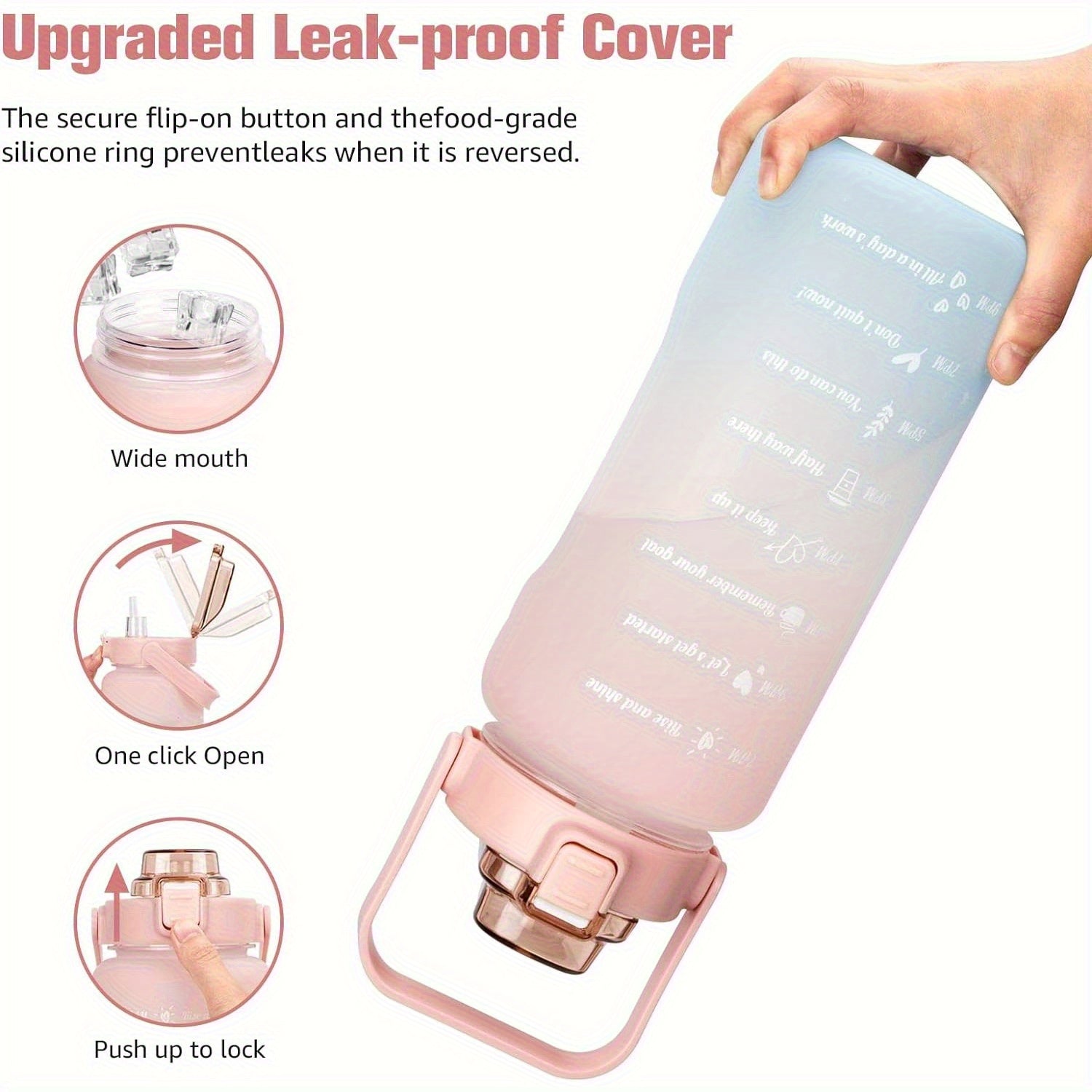 Aobteeny Leakproof Tritan Water Bottle With Time Stamp - Revitalize Mind Body