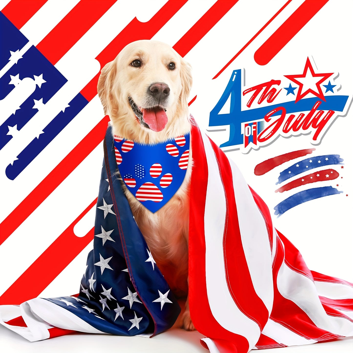 Patriotic Dog Bandanas Set for Celebrating Independence Day