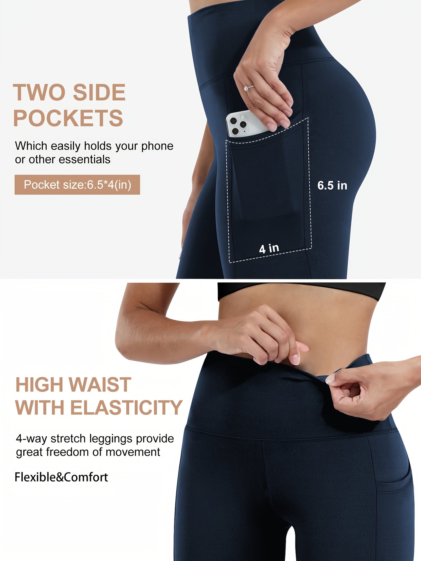 DEERLING High Waisted Cropped Stretchy Yoga Pants With Pockets - Revitalize Mind Body