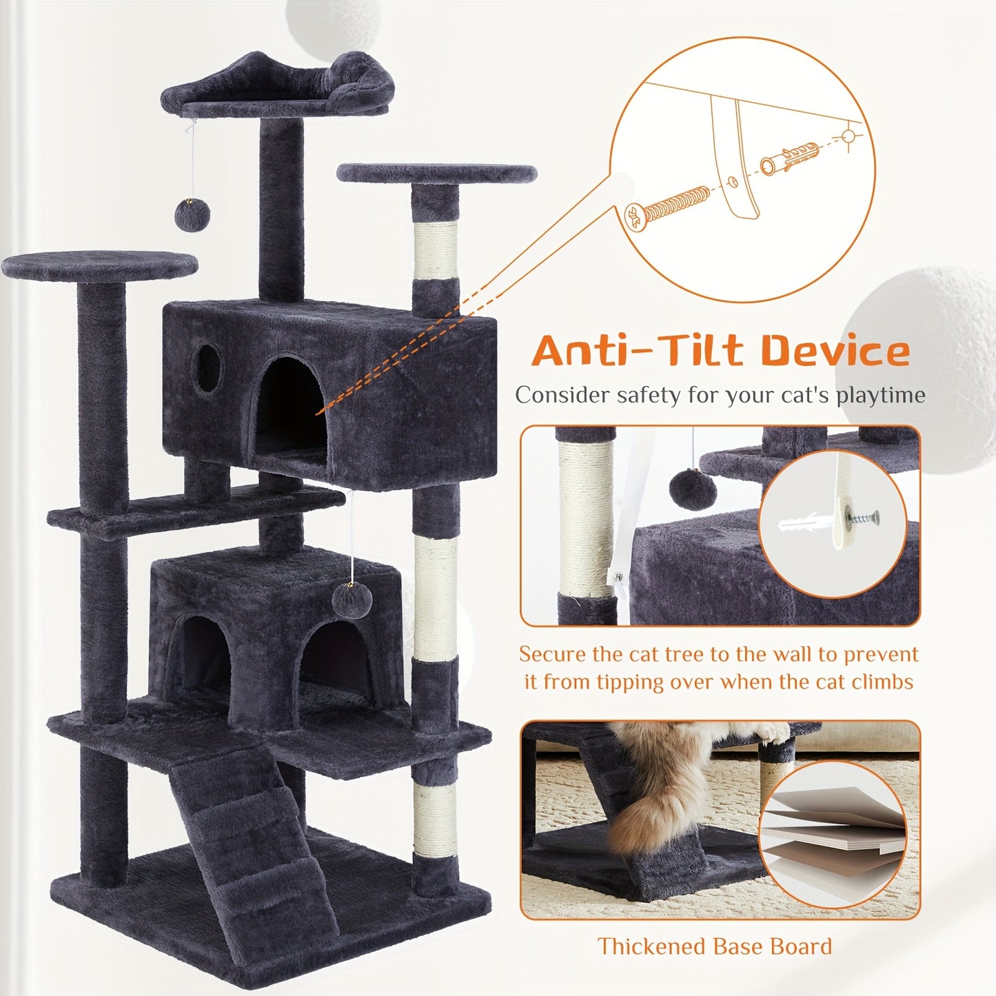 Sweetcrispy Multilevel Cat Tree Tower Indoor With Sisal Scratching Post