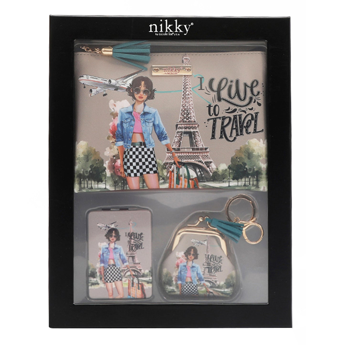 NIKKY Three Piece Gift Set Accessories Pouch Coin Purse Mirror - Revitalize Mind Body