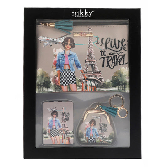 NIKKY Three Piece Gift Set Accessories Pouch Coin Purse Mirror - Revitalize Mind Body