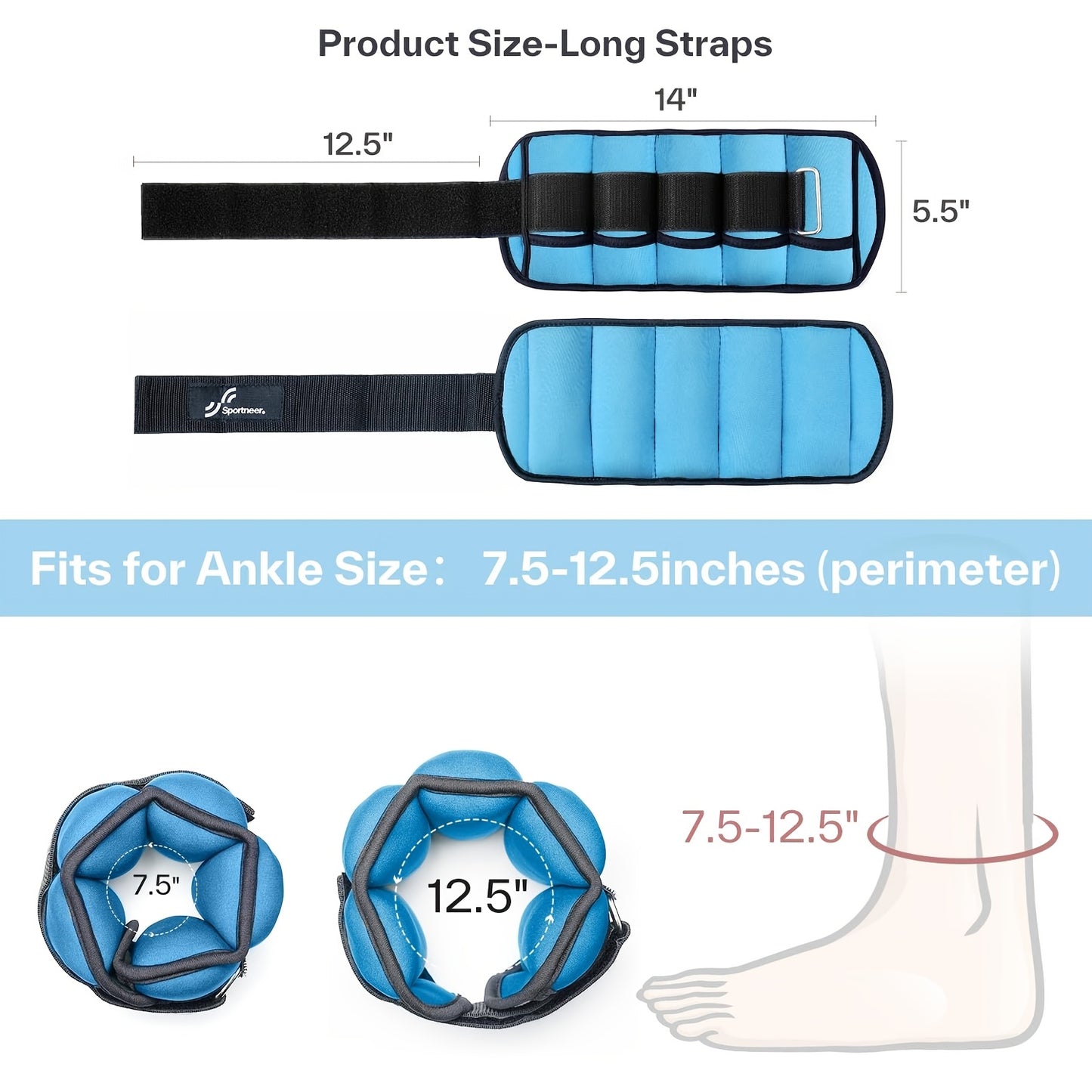 Sportneer Adjustable Ankle Weights For Gym And Workout
