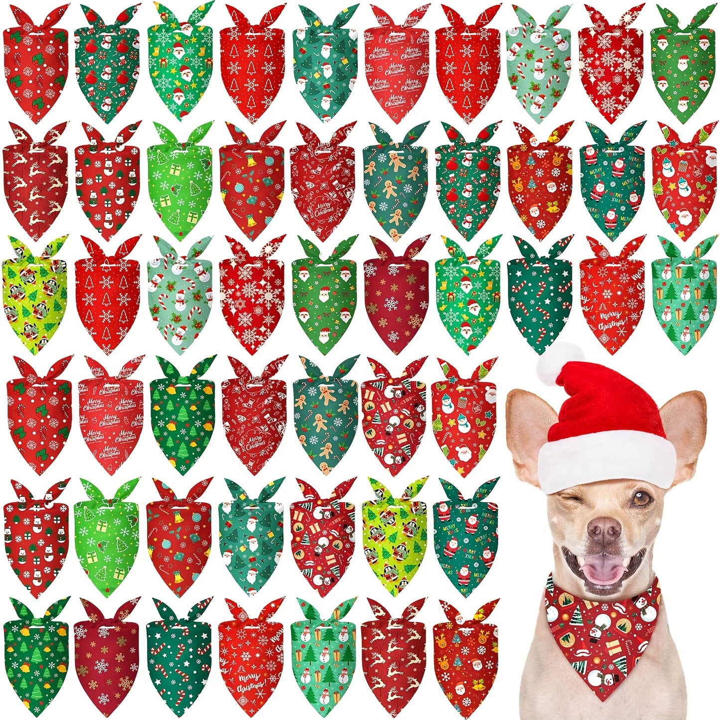 CHUANGDIB Christmas Dog Bandanas Set 50 Pcs Plaid Snowflake