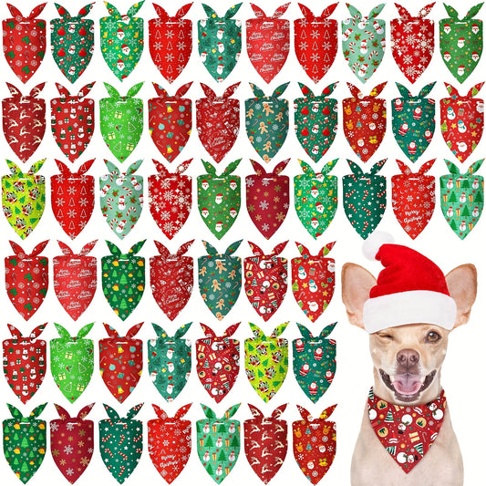 CHUANGDIB Christmas Dog Bandanas Set 50 Pcs Plaid Snowflake