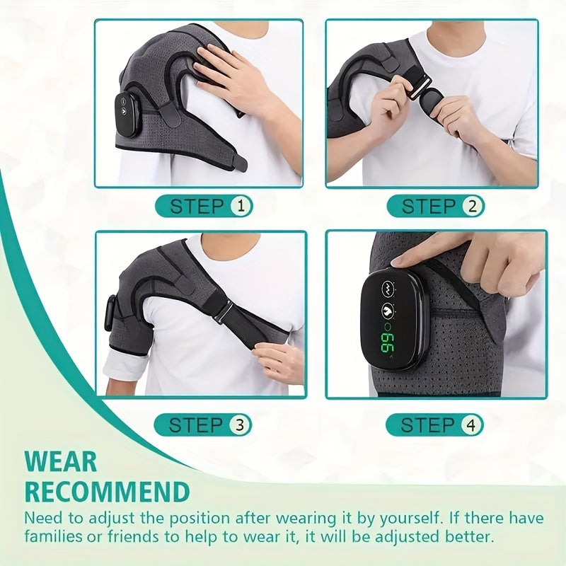 [Wireless Heating Massager] 3 Heat/3 Vibration Wireless Heating Shoulder Wrap And Massager | Adjustable Straps, Portable, Suitable for Shoulders And Knees, Home And Travel Massager - Revitalize Mind Body
