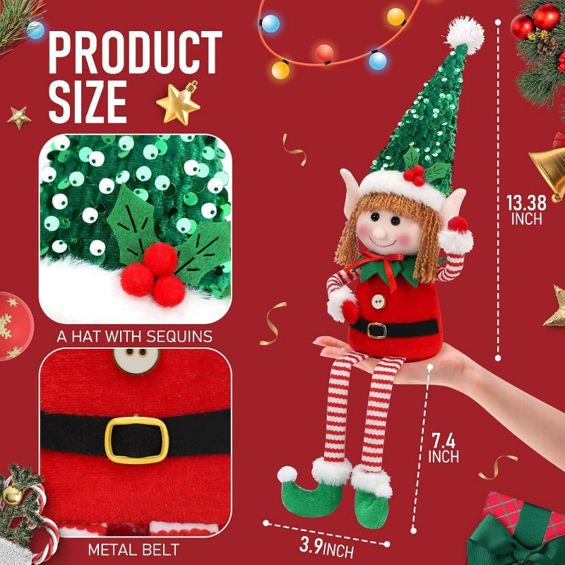 KPXHolidays Soft Christmas Elf Ornaments Two Piece Set Indoor Outdoor