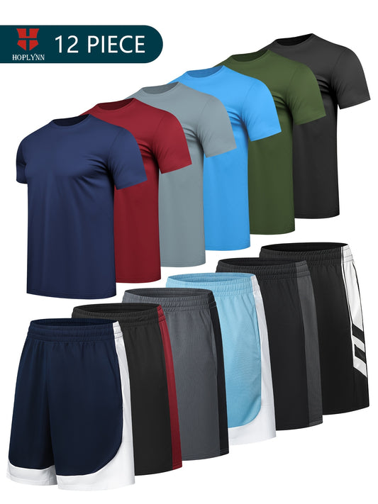 HOPLYNN 12 Piece Men's Gym Shorts Set For Active Basketball