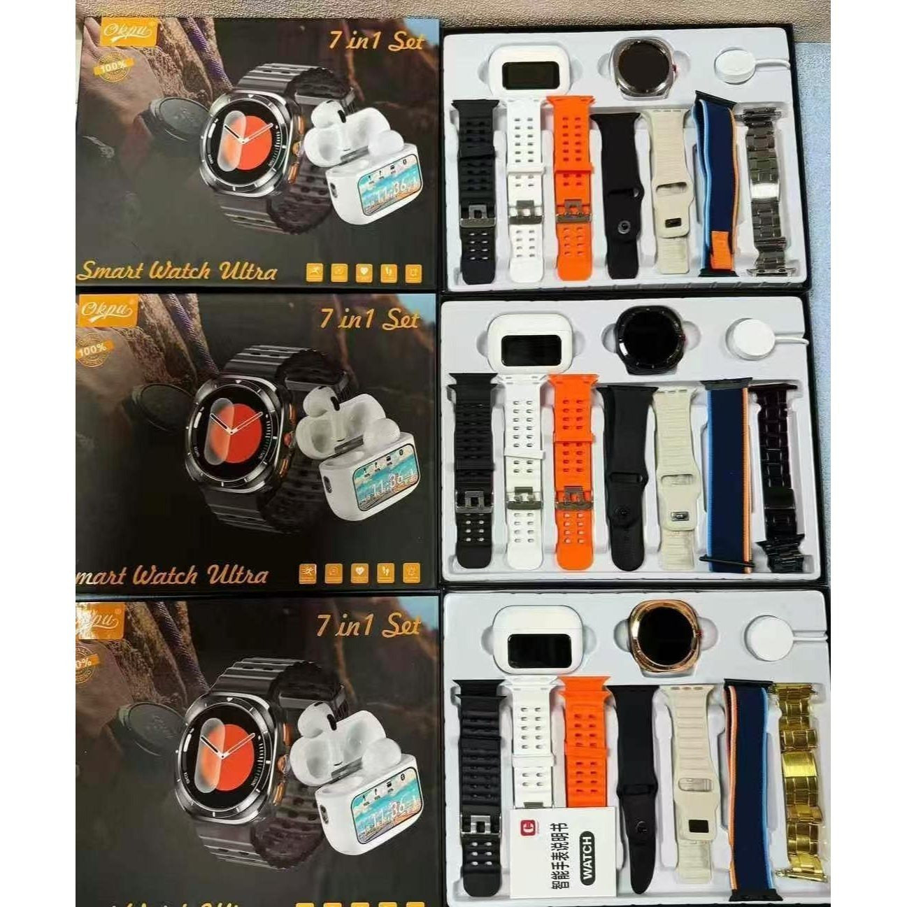 HACFUN Latest 7 In 1 Set Smart Watch & Earbuds 7 Straps, 1.46inch Full Touch Screen, Fitness Tracker Sleep Monitoring, Voice Assistant, Wireless Call Make/Answer, Music Control, Message Notification, Best Gift - Revitalize Mind Body